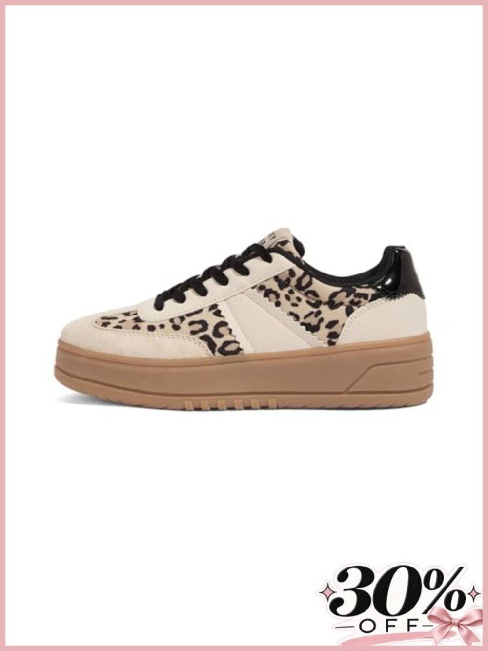 Lace Up Platform Sneakers Thick Sole Comfortable Faux Leather Low Top Walking
